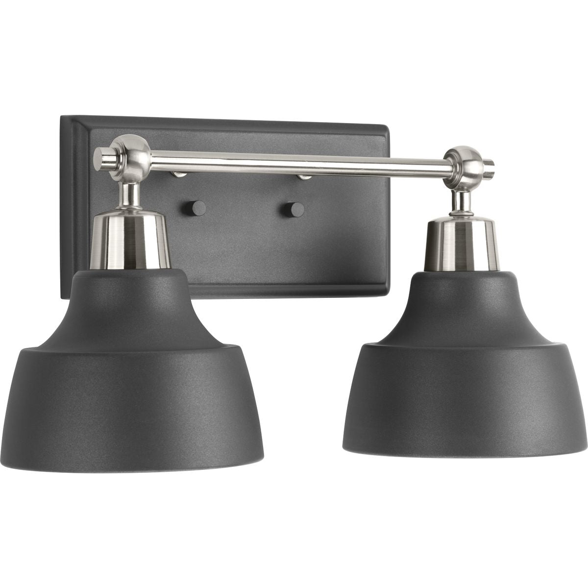PROGRESS LIGHTING P300040-009 Brushed Nickel Bramlett Collection Two-Light Brushed Nickel Graphite Metal Shade Coastal Bath Vanity Light