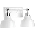 PROGRESS LIGHTING P300040-015 Polished Chrome Bramlett Collection Two-Light Polished Chrome White Metal Shade Coastal Bath Vanity Light