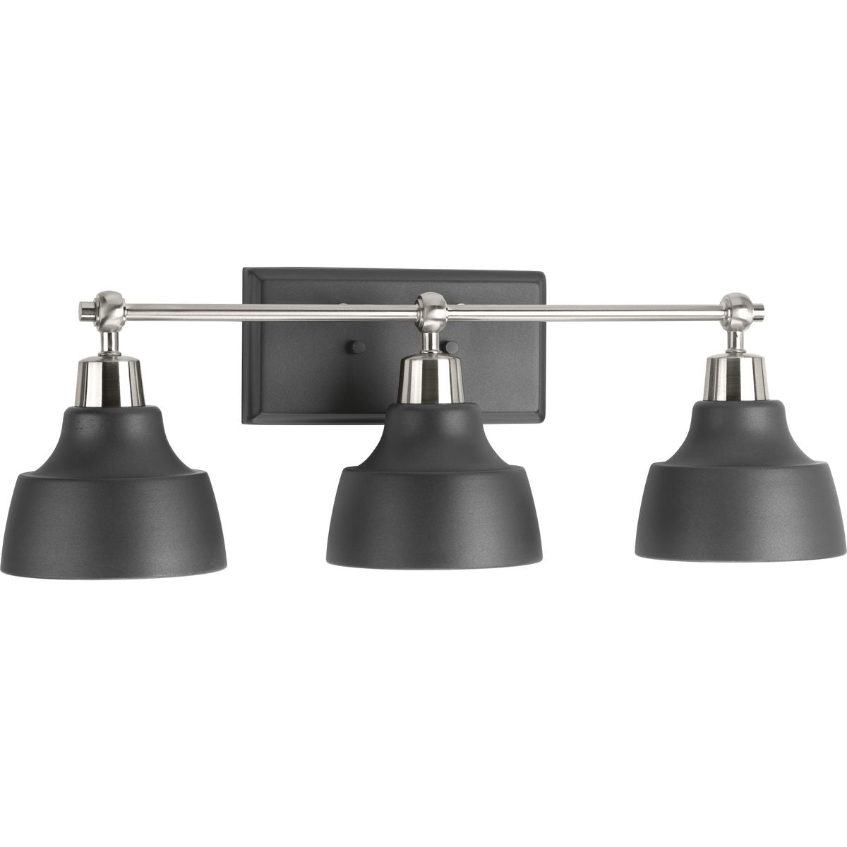 PROGRESS LIGHTING P300041-009 Brushed Nickel Bramlett Collection Three-Light Brushed Nickel Graphite Metal Shade Coastal Bath Vanity Light