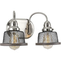PROGRESS LIGHTING P300043-009 Brushed Nickel Tilley Collection Two-Light Brushed Nickel Coastal Bath Vanity Light