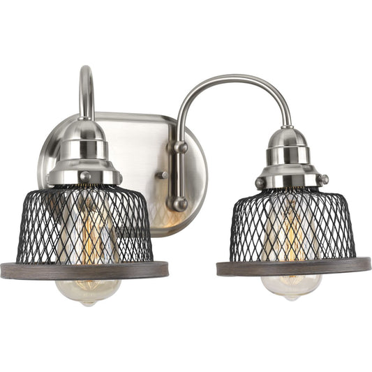 PROGRESS LIGHTING P300043-009 Brushed Nickel Tilley Collection Two-Light Brushed Nickel Coastal Bath Vanity Light