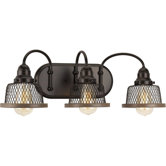 PROGRESS LIGHTING P300044-020 Antique Bronze Tilley Collection Three-Light Antique Bronze Coastal Bath Vanity Light
