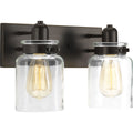 PROGRESS LIGHTING P300046-020 Antique Bronze Calhoun Collection Two-Light Antique Bronze Clear Glass Farmhouse Bath Vanity Light