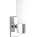 PROGRESS LIGHTING P300061-015 Polished Chrome Zura Collection One-Light Polished Chrome Etched Opal Glass Modern Bath Vanity Light