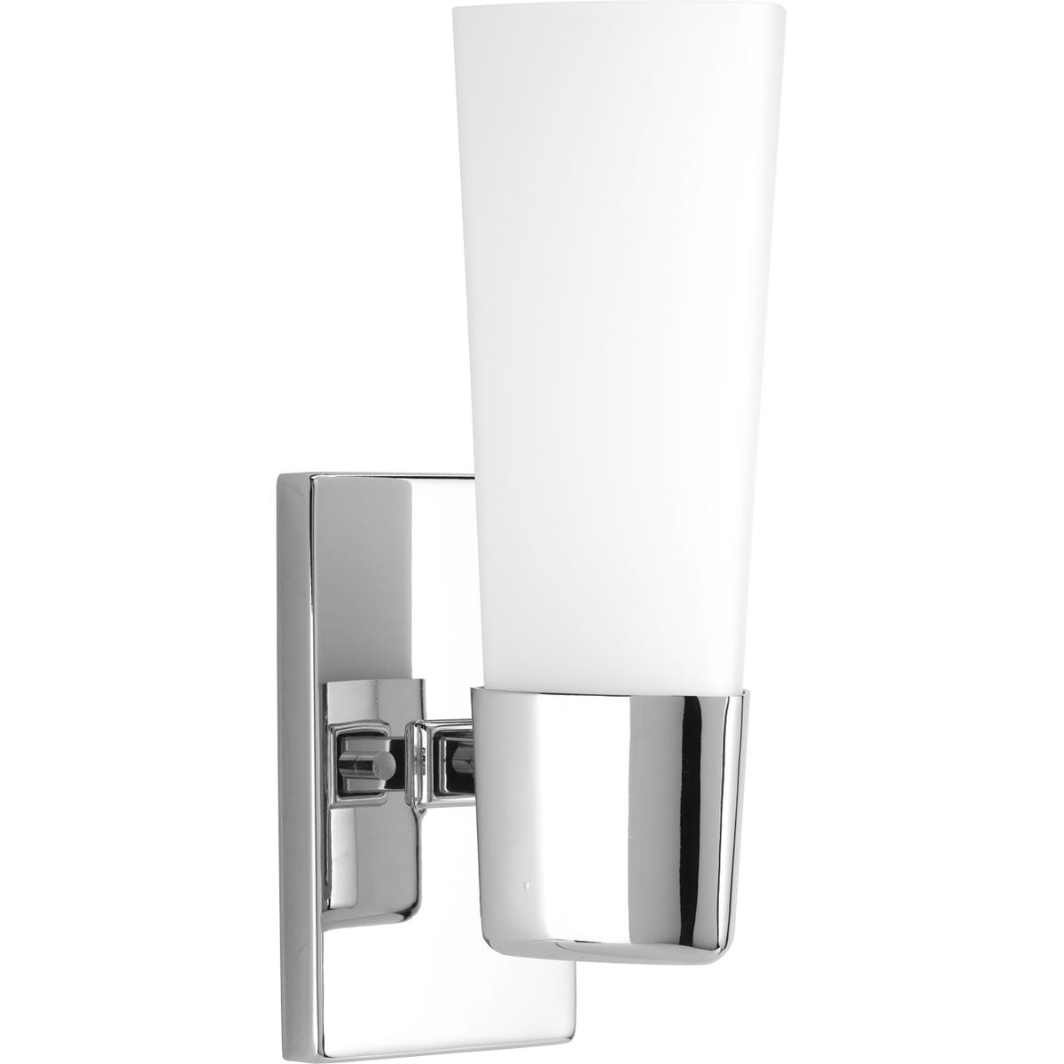 PROGRESS LIGHTING P300061-015 Polished Chrome Zura Collection One-Light Polished Chrome Etched Opal Glass Modern Bath Vanity Light