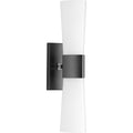 PROGRESS LIGHTING P300062-031 Matte Black Zura Collection Two-Light Matte Black Etched Opal Glass Modern Bath Vanity Light