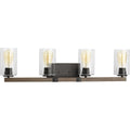 PROGRESS LIGHTING P300069-020 Antique Bronze Barnes Mill Collection Four-Light Antique Bronze Clear Seeded Glass Farmhouse Bath Vanity Light