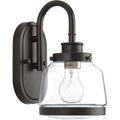 PROGRESS LIGHTING P300080-020 Antique Bronze Judson Collection One-Light Antique Bronze Clear Glass Farmhouse Bath Vanity Light