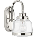 PROGRESS LIGHTING P300080-104 Polished Nickel Judson Collection One-Light Polished Nickel Clear Glass Farmhouse Bath Vanity Light