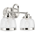 PROGRESS LIGHTING P300081-104 Polished Nickel Judson Collection Two-Light Polished Nickel Clear Glass Farmhouse Bath Vanity Light