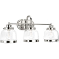 PROGRESS LIGHTING P300082-104 Polished Nickel Judson Collection Three-Light Polished Nickel Clear Glass Farmhouse Bath Vanity Light