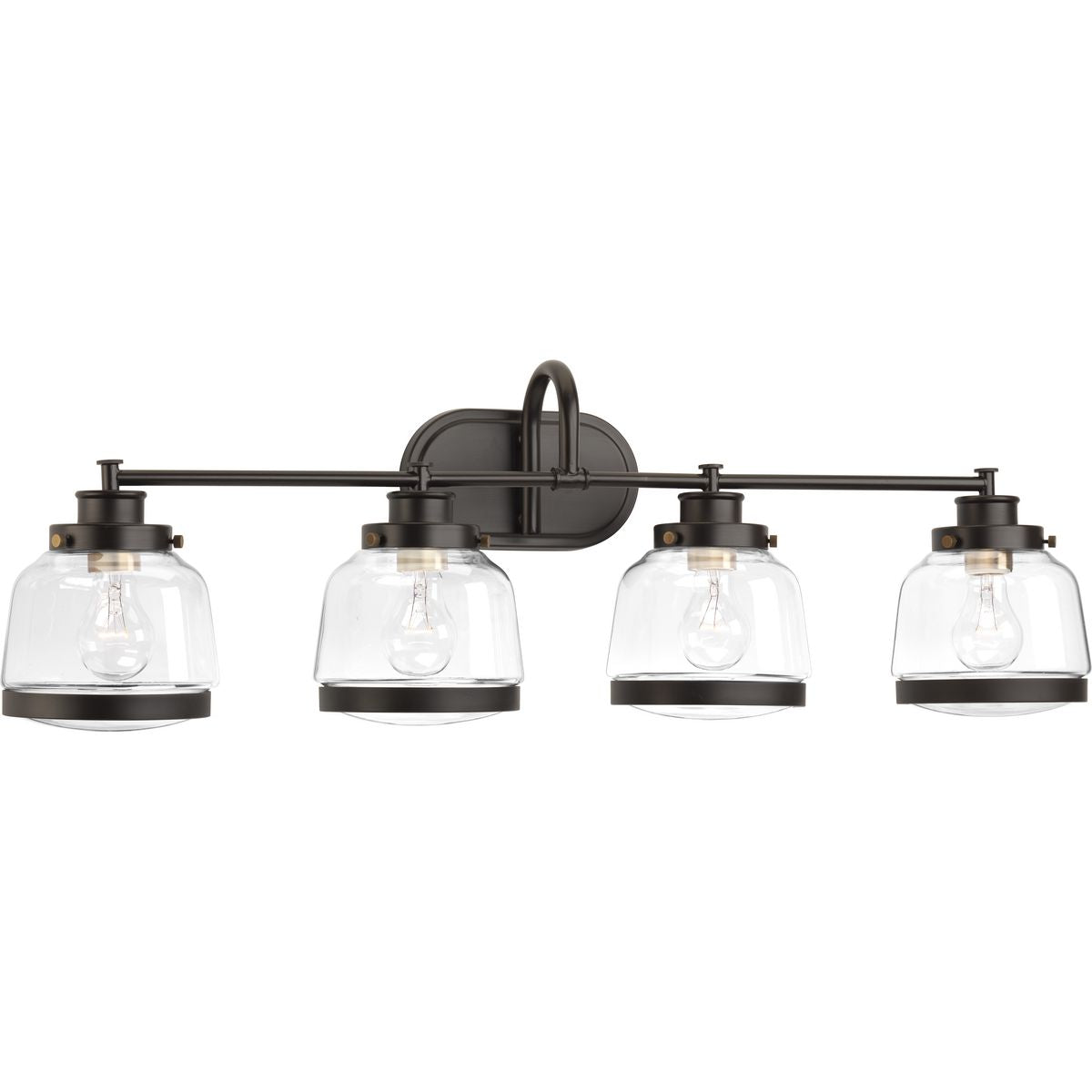 PROGRESS LIGHTING P300083-020 Antique Bronze Judson Collection Four-Light Antique Bronze Clear Glass Farmhouse Bath Vanity Light