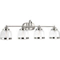 PROGRESS LIGHTING P300083-104 Polished Nickel Judson Collection Four-Light Polished Nickel Clear Glass Farmhouse Bath Vanity Light