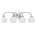 PROGRESS LIGHTING P300087-009 Brushed Nickel Carisa Collection Four-Light Brushed Nickel Opal Glass Mid-Century Modern Bath Vanity Light