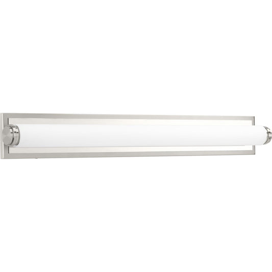 PROGRESS LIGHTING P300094-009-30 Brushed Nickel Concourse LED Collection 36" Brushed Nickel Etched White Glass Modern Bath Vanity Light