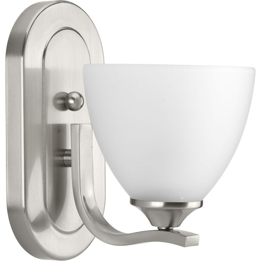 PROGRESS LIGHTING P300095-009 Brushed Nickel Laird Collection One-Light Brushed Nickel Etched Glass Traditional Bath Vanity Light