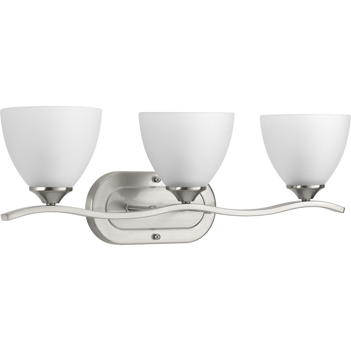 PROGRESS LIGHTING P300097-009 Brushed Nickel Laird Collection Three-Light Brushed Nickel Etched Glass Traditional Bath Vanity Light