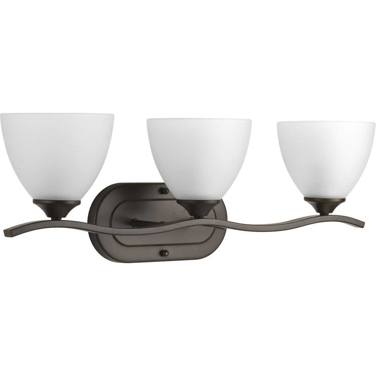 PROGRESS LIGHTING P300097-020 Antique Bronze Laird Collection Three-Light Antique Bronze Etched Glass Traditional Bath Vanity Light