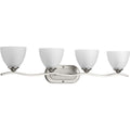 PROGRESS LIGHTING P300098-009 Brushed Nickel Laird Collection Four-Light Brushed Nickel Etched Glass Traditional Bath Vanity Light