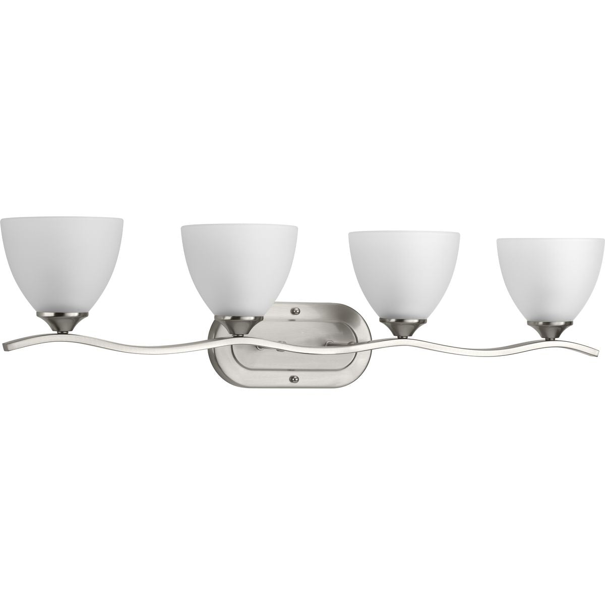 PROGRESS LIGHTING P300098-009 Brushed Nickel Laird Collection Four-Light Brushed Nickel Etched Glass Traditional Bath Vanity Light