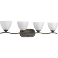 PROGRESS LIGHTING P300098-020 Antique Bronze Laird Collection Four-Light Antique Bronze Etched Glass Traditional Bath Vanity Light