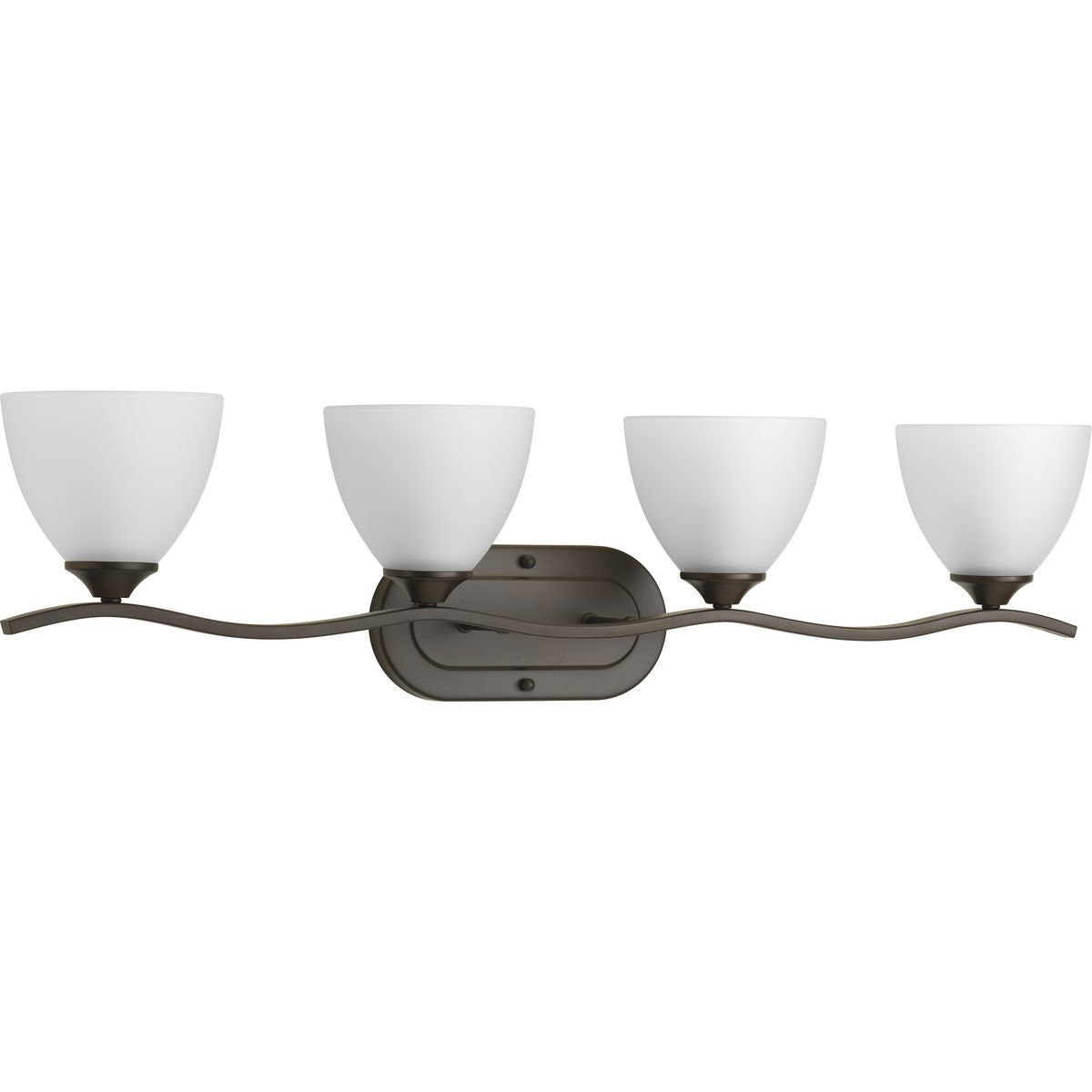 PROGRESS LIGHTING P300098-020 Antique Bronze Laird Collection Four-Light Antique Bronze Etched Glass Traditional Bath Vanity Light