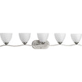 PROGRESS LIGHTING P300099-009 Brushed Nickel Laird Collection Five-Light Brushed Nickel Etched Glass Traditional Bath Vanity Light