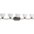 PROGRESS LIGHTING P300099-020 Antique Bronze Laird Collection Five-Light Antique Bronze Etched Glass Traditional Bath Vanity Light