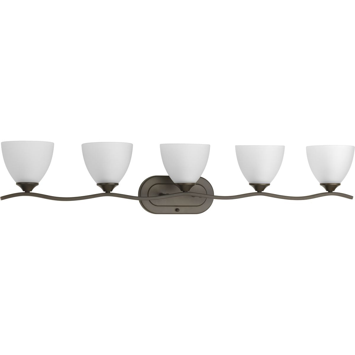 PROGRESS LIGHTING P300099-020 Antique Bronze Laird Collection Five-Light Antique Bronze Etched Glass Traditional Bath Vanity Light