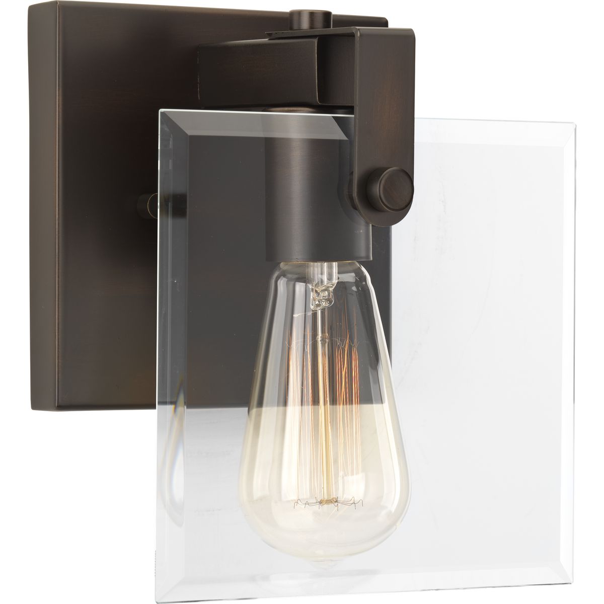 PROGRESS LIGHTING P300105-020 Antique Bronze Glayse Collection One-Light Antique Bronze Clear Glass Luxe Bath Vanity Light