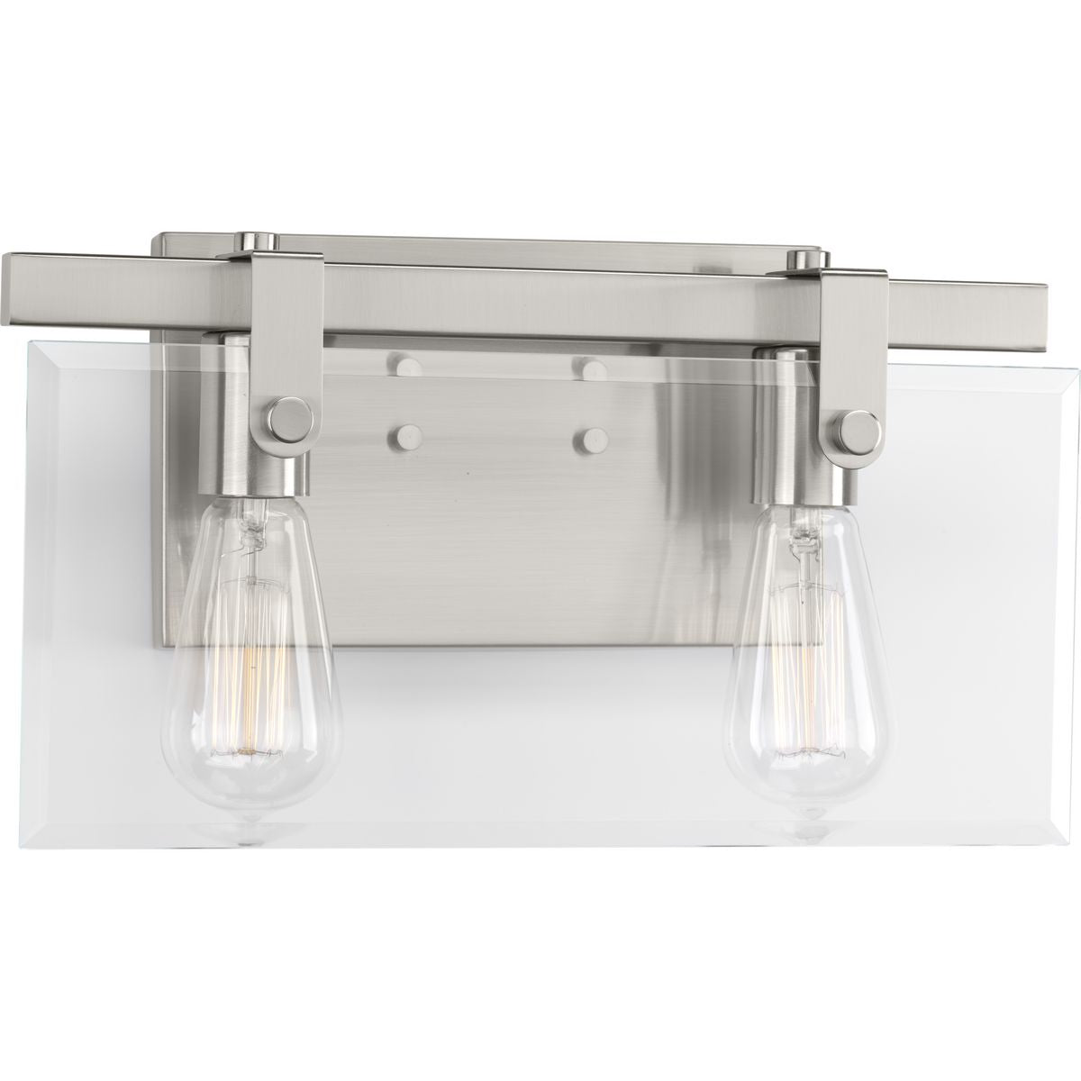 PROGRESS LIGHTING P300106-009 Brushed Nickel Glayse Collection Two-Light Brushed Nickel Clear Glass Luxe Bath Vanity Light