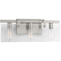 PROGRESS LIGHTING P300107-009 Brushed Nickel Glayse Collection Three-Light Brushed Nickel Clear Glass Luxe Bath Vanity Light
