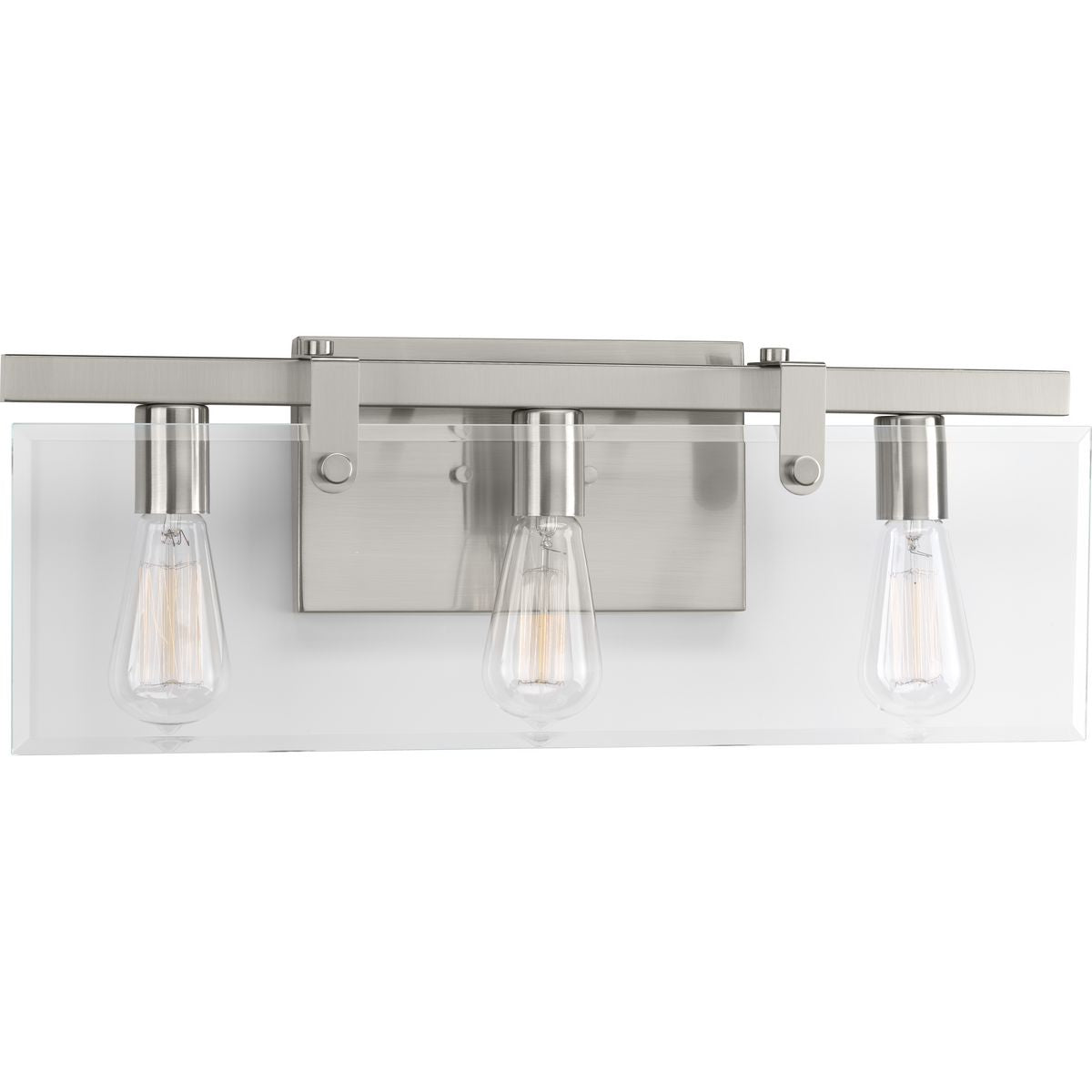 PROGRESS LIGHTING P300107-009 Brushed Nickel Glayse Collection Three-Light Brushed Nickel Clear Glass Luxe Bath Vanity Light