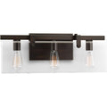 PROGRESS LIGHTING P300107-020 Antique Bronze Glayse Collection Three-Light Antique Bronze Clear Glass Luxe Bath Vanity Light