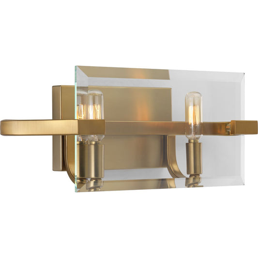 PROGRESS LIGHTING P300109-109 Brushed Bronze Cahill Collection Two-Light Brushed Bronze Clear Glass Luxe Bath Vanity Light