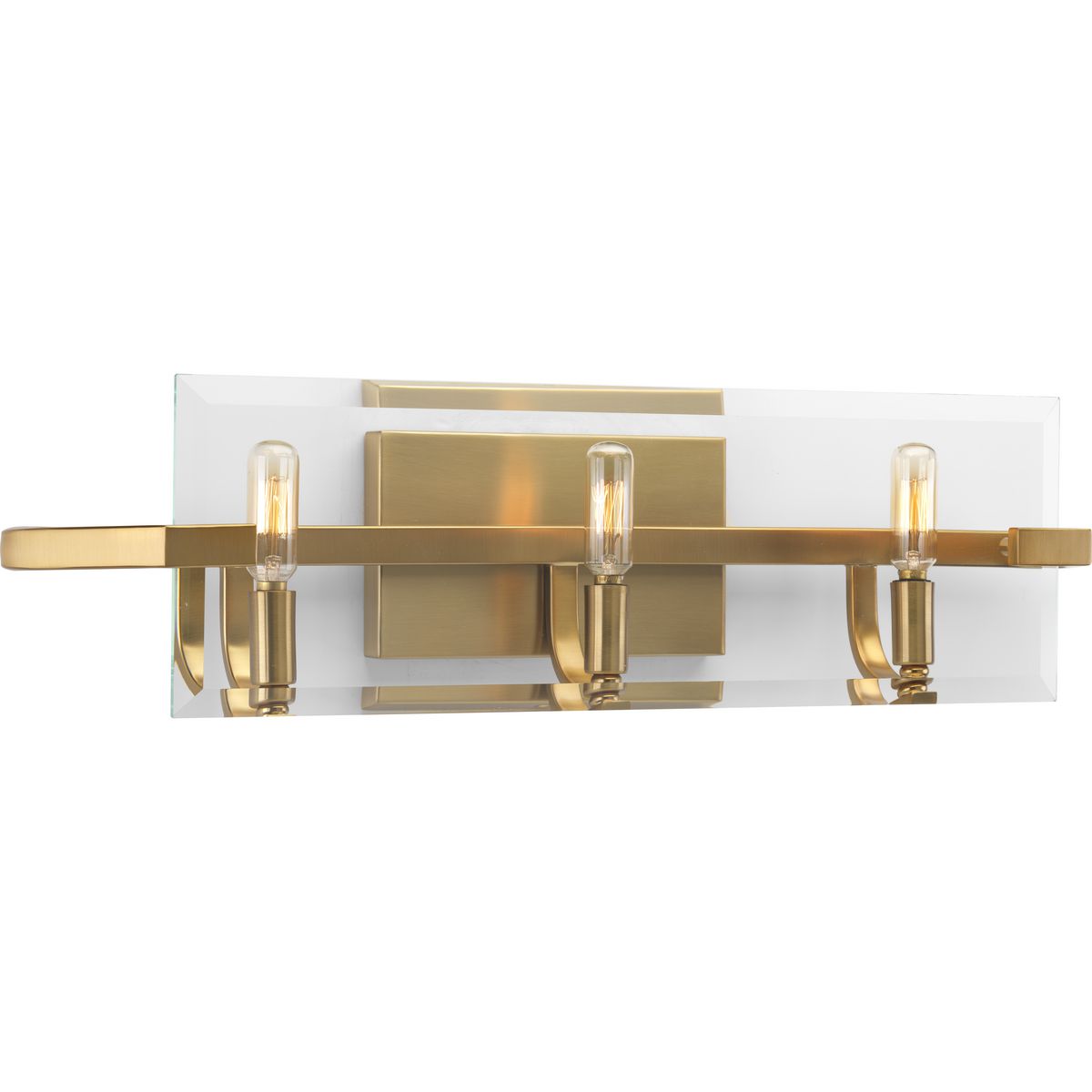 PROGRESS LIGHTING P300110-109 Brushed Bronze Cahill Collection Three-Light Brushed Bronze Clear Glass Luxe Bath Vanity Light