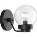 PROGRESS LIGHTING P300112-031 Matte Black Spatial Collection One-Light Matte Black Clear Glass Global Bath Vanity Light