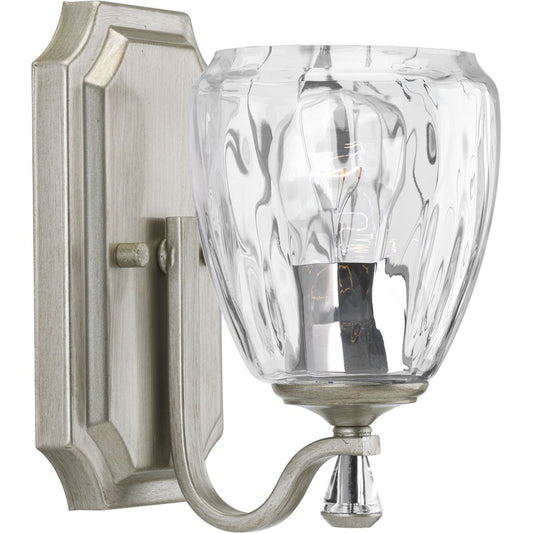 PROGRESS LIGHTING P300116-134 Silver Ridge Anjoux Collection One-Light Silver Ridge Clear Water Glass Luxe Bath Vanity Light
