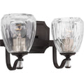 PROGRESS LIGHTING P300117-020 Antique Bronze Anjoux Collection Two-Light Antique Bronze Clear Water Glass Luxe Bath Vanity Light
