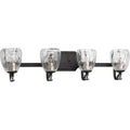 PROGRESS LIGHTING P300119-020 Antique Bronze Anjoux Collection Four-Light Antique Bronze Clear Water Glass Luxe Bath Vanity Light