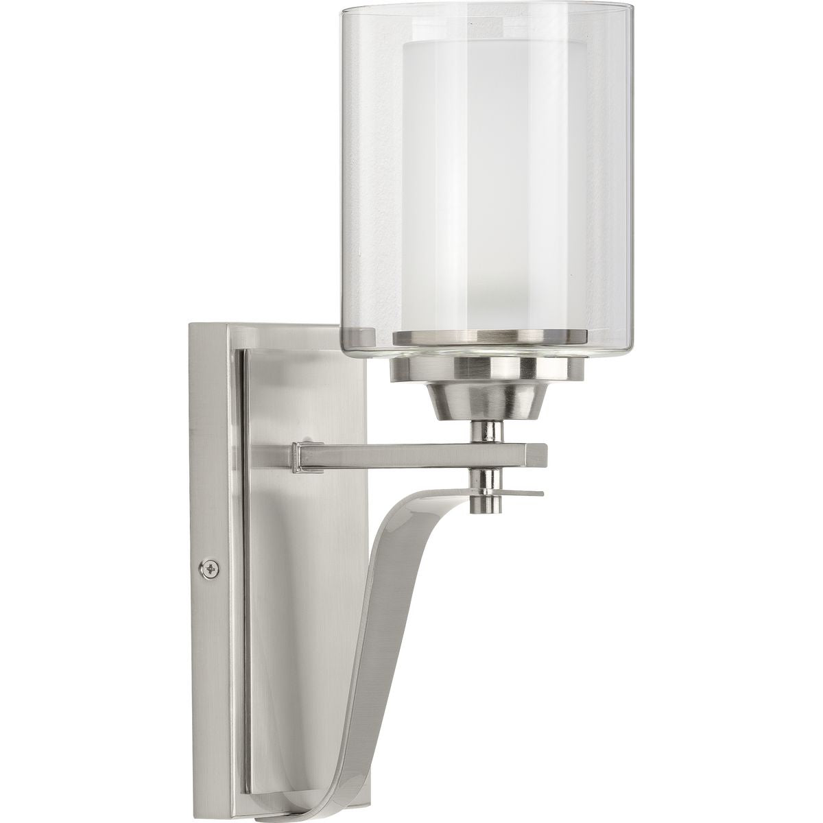 PROGRESS LIGHTING P300120-009 Brushed Nickel Kene Collection One-Light Brushed Nickel Clear Glass Craftsman Bath Vanity Light