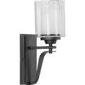 PROGRESS LIGHTING P300120-143 Graphite Kene Collection One-Light Graphite Clear Glass Craftsman Bath Vanity Light