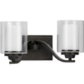 PROGRESS LIGHTING P300121-143 Graphite Kene Collection Two-Light Graphite Clear Glass Craftsman Bath Vanity Light