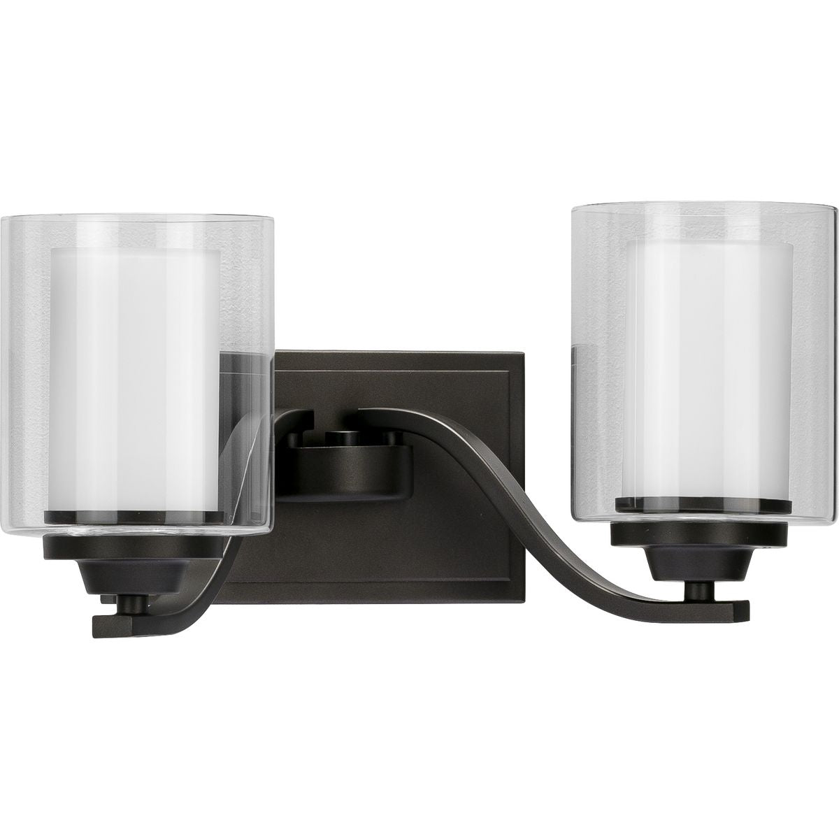 PROGRESS LIGHTING P300121-143 Graphite Kene Collection Two-Light Graphite Clear Glass Craftsman Bath Vanity Light