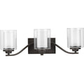 PROGRESS LIGHTING P300122-143 Graphite Kene Collection Three-Light Graphite Clear Glass Craftsman Bath Vanity Light