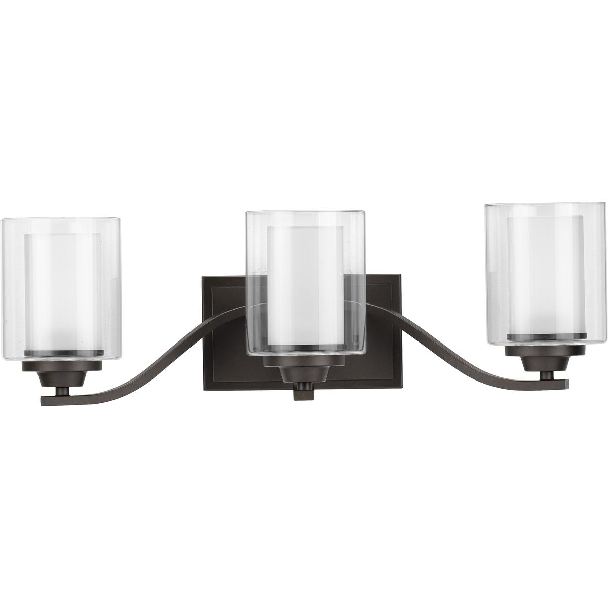 PROGRESS LIGHTING P300122-143 Graphite Kene Collection Three-Light Graphite Clear Glass Craftsman Bath Vanity Light