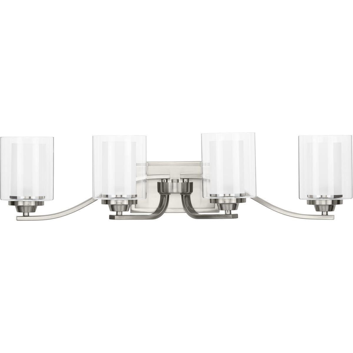 PROGRESS LIGHTING P300123-009 Brushed Nickel Kene Collection Four-Light Brushed Nickel Clear Glass Craftsman Bath Vanity Light