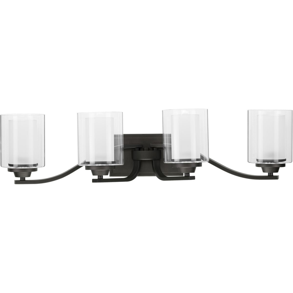 PROGRESS LIGHTING P300123-143 Graphite Kene Collection Four-Light Graphite Clear Glass Craftsman Bath Vanity Light