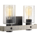 PROGRESS LIGHTING P300124-143 Graphite Gulliver Collection Two-Light Graphite Clear Seeded Glass Coastal Bath Vanity Light