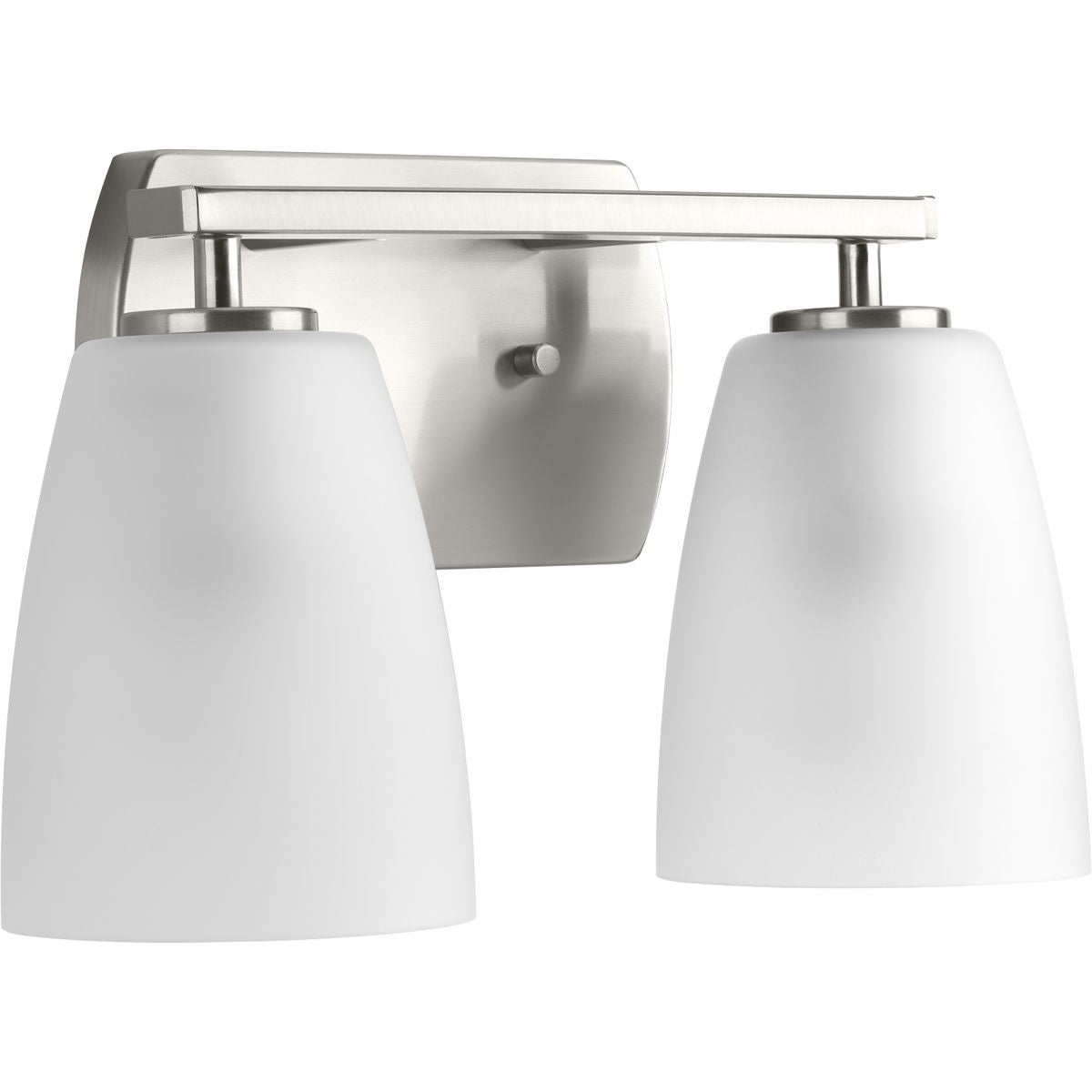 PROGRESS LIGHTING P300132-009 Brushed Nickel Leap Collection Two-Light Brushed Nickel Etched Glass Modern Bath Vanity Light